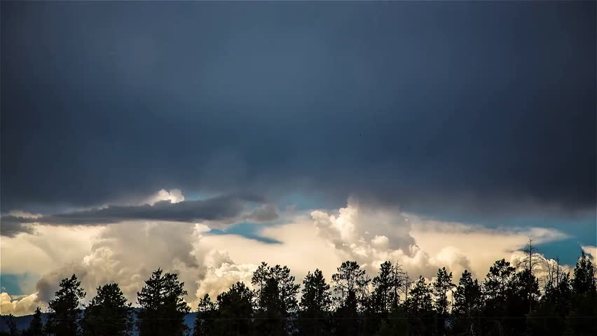 Stormy rain clouds near Grand Lake and Kawuneeche, Colorado just outside of Rocky Mountain National Park and the Arapaho Forest time lapse.
