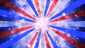 4K HD retro sunburst grunge background animation in red white blue concept which can be used in july 4th, labor day,memorial day, flag day and patriotic works for religious, fashion and celebration.
