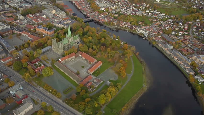 TRONDHEIM, NORWAY, SEPTEMBER 2014  Aerial View over Trondheim, Norway.