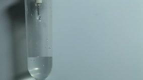 Close up of IV drip in hospital,Tilt Up