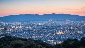 Kyoto, Japan twilight cityscape.
