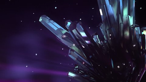 Loopable crystal background. Abstract loopable background. Rotate crystals in the space.