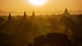 Video 1080p - Sunset in Bagan. Top view of the architectural complex. Myanmar