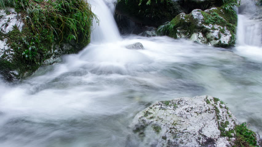Timelapse view of the brook in Mount Emei, Sichuan province, China at daytime.