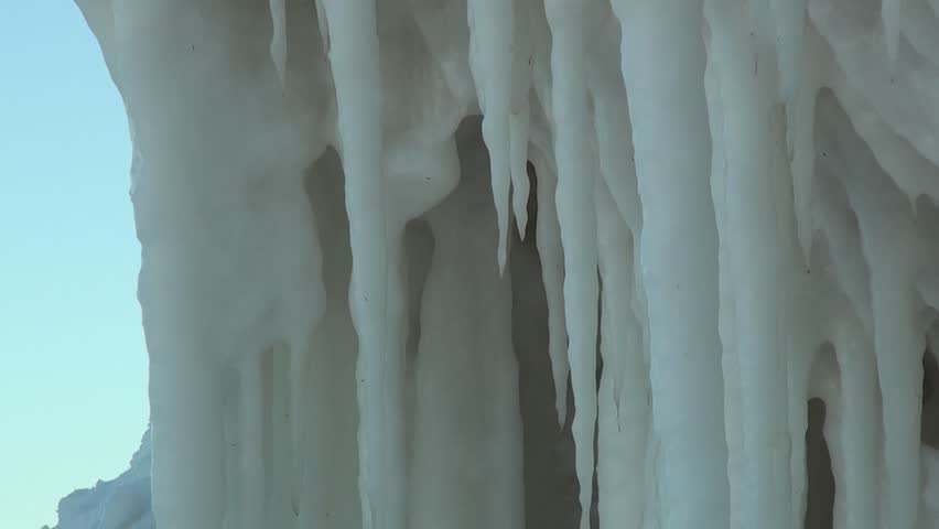 Zooming out of the ice formation at Lake Michigan Beach in Kenosha, Wisconsin 2.
