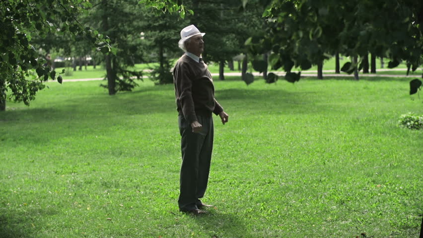 Senior man doing his morning physical outdoors