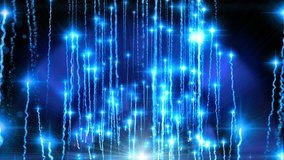 Abstract motion background, shining light, stars, particles, energy waves, seamless looping.
