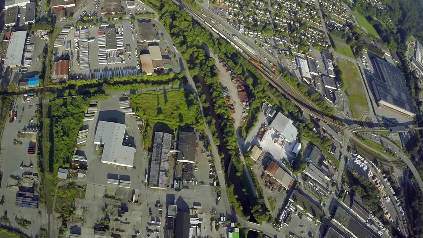 Aerial view of North Surrey industrial area, BC Canada