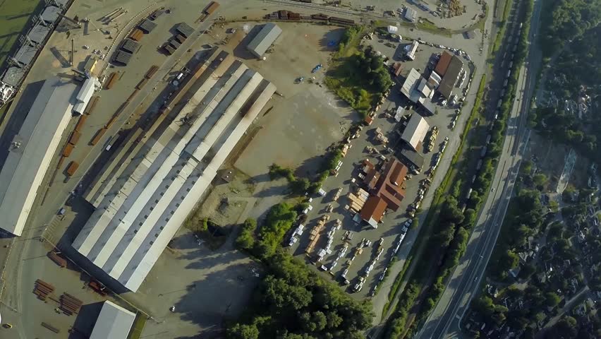 Aerial view of North Surrey industrial area, BC Canada