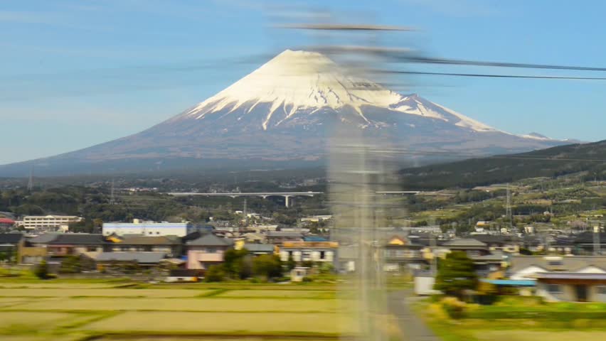 Mt. Fuji, Japan viewed from the Shinkansen bullet train.