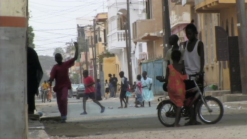 Busy street in colonial city senegal
