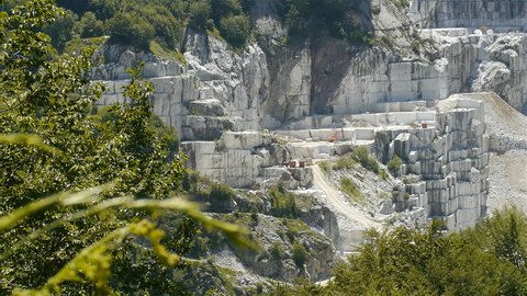 Marble extraction site in Carrara mountains