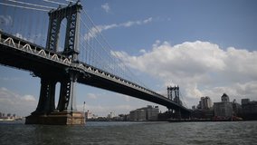 HD Video of Manhattan Bridge and East River, New York City
