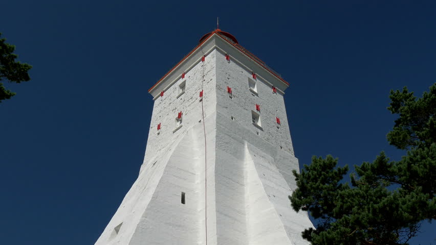 The big body of the white lighthouse in Kopu Estonia. This serves as light during nightime and storm GH4 4K