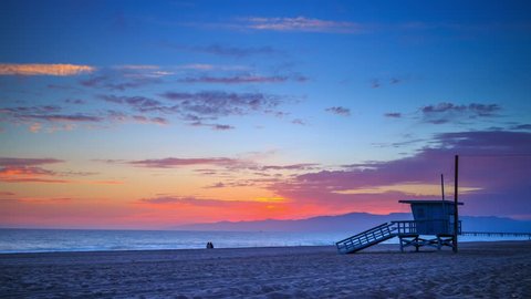 Beautiful sunset ocean in Marina Del Rey and Venice Beach. Los Angeles, California. 4K  Stock Video