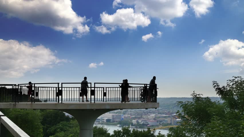 PITTSBURGH, PA - Circa August, 2014 - Tourists gather on an overlook on Mt. Washington to view the skyline of Pittsburgh, PA.
