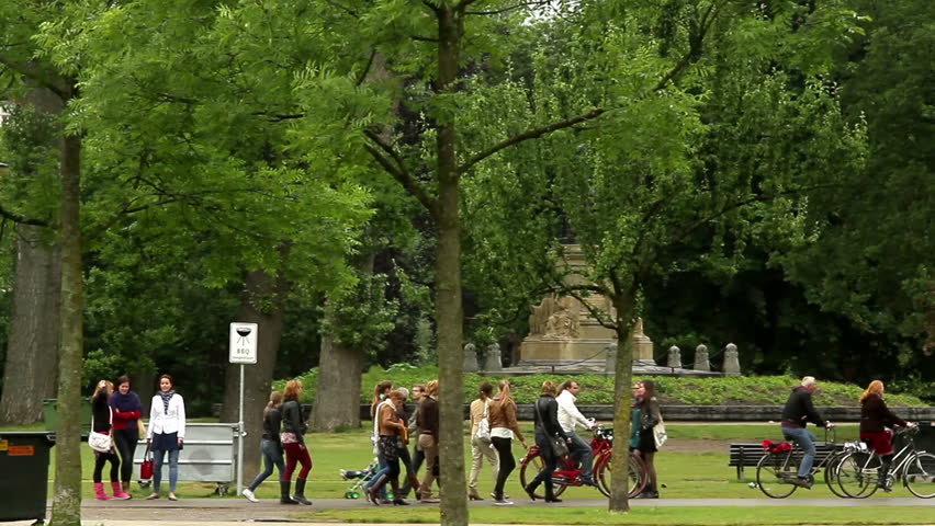 Amsterdam, Netherlands, April 2013 -  People in a park in Amsterdam.
