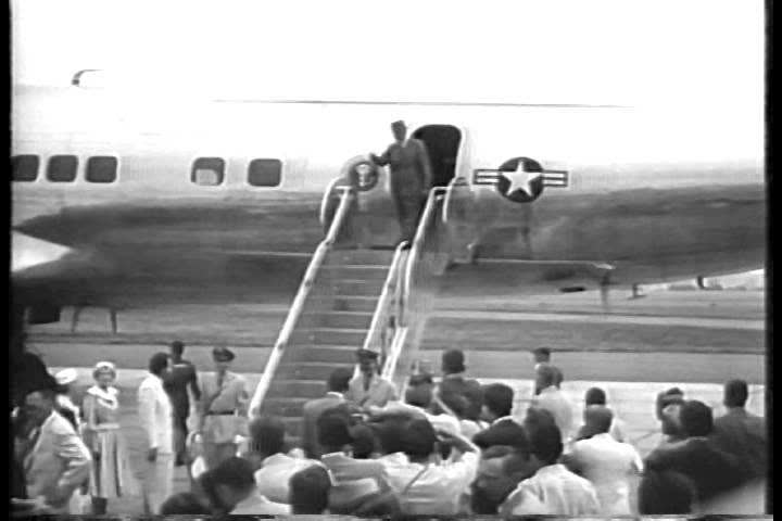 CIRCA 1950s - President Eisenhower returns from the conference at Geneva and gives a speech about it in Washington D.C. in 1954.