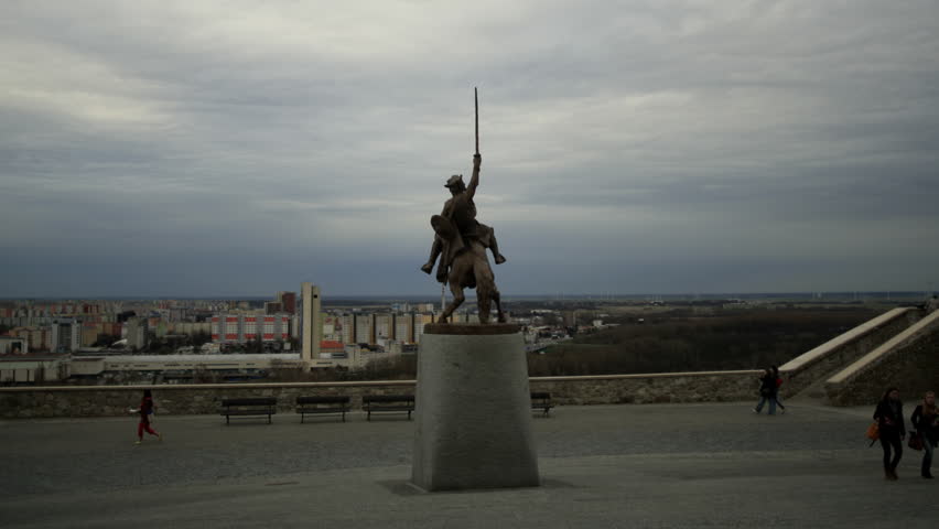Bratislava, Slovakia, April 2013 - Statue in front of the castle in Bratislava, Slovakia.