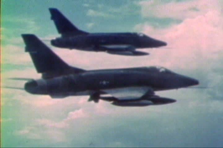 CIRCA 1940s - Good carpet bombing footage of Vietnam during the War.