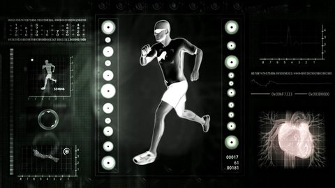 Checking human abilities. X-ray view. Health jogging.