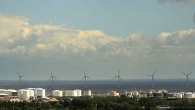 Copenhagen, Denmark, April 2012 - Windmills along the shore of Copenhagen, Denmark.