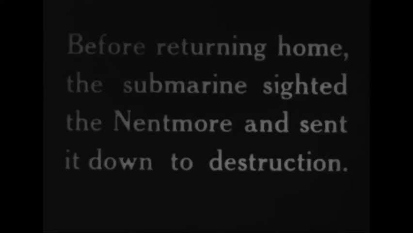 CIRCA 1940s - Confiscated German World War One Film shows early German submarines searching and sinking vessels.