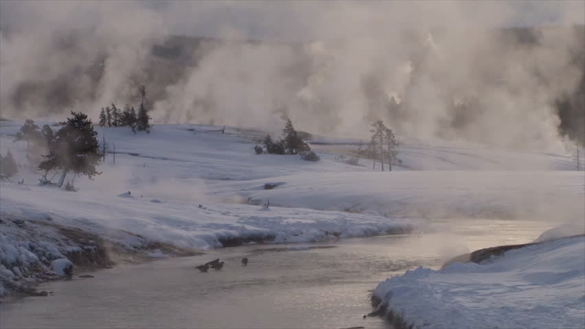 CIRCA 2010s - Winter in Yellowstone National Park.