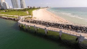 Aerial drone video of Miami Beach and the new pier circa 2014