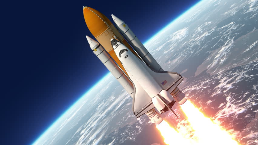 Space Shuttle Launch. 3D Animation.