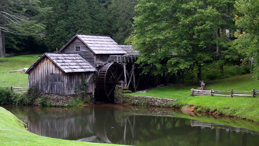 Restored watermill, Mabry Mill on the Blue Ridge Parkway in Virginia, USA is a part of the Blue Ridge Mountains and operated by the National Park Service.