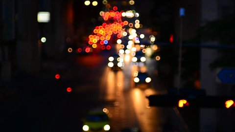 Defocused night traffic lights-Bangkok