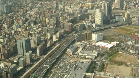 Time lapse movie bird's eye view of Yokohama, Japan in 30fps