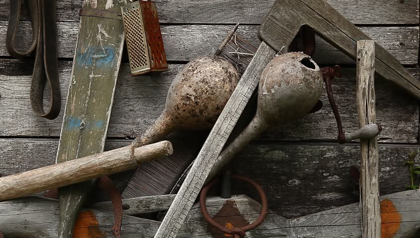 Old items and tools from village footage