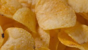 closeup potato chips rotating loopable footage, shot in RAW