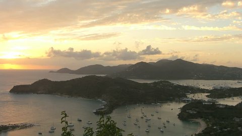 Time Lapse Movie Sunset over English Harbor, Antigua, Caribbean 