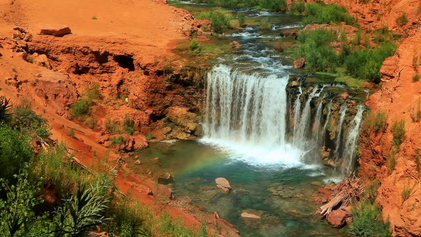 Waterfall in Arizona at Grand Canyon National Park. Low Navajo Falls.