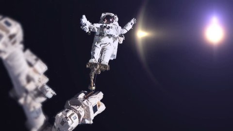 Astronaut Spacewalk by Earth Adlı Stok Video
