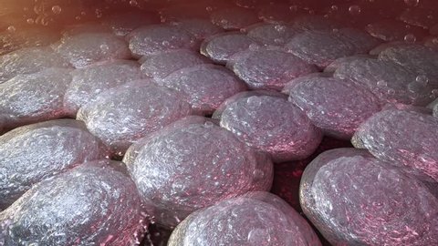 Mid close up shot of adipose tissue releasing fatty acids with bubble effect