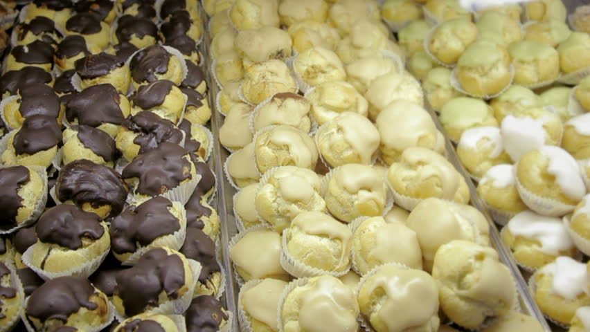 Pastry shop with sweet food and cakes in Palermo, Sicily, Italy (series)