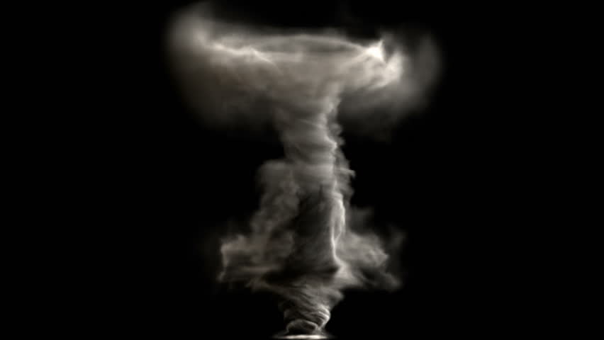 A birth of tornado, whirl, twister or whirlwind, isolated on black background, with alpha (HD, high definition 1080p, hidef, 1920x1080)
