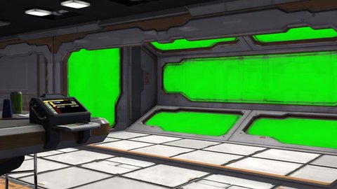 Scifi Spaceship Room - Video Background - Green Screen