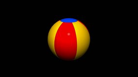 Seamless loop Beachball Animation 1. Alpha matte, isolated on black