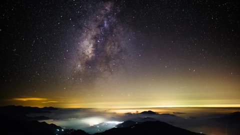 Star TIme Lapse, Milky Way Galaxy moving across the Night Sky