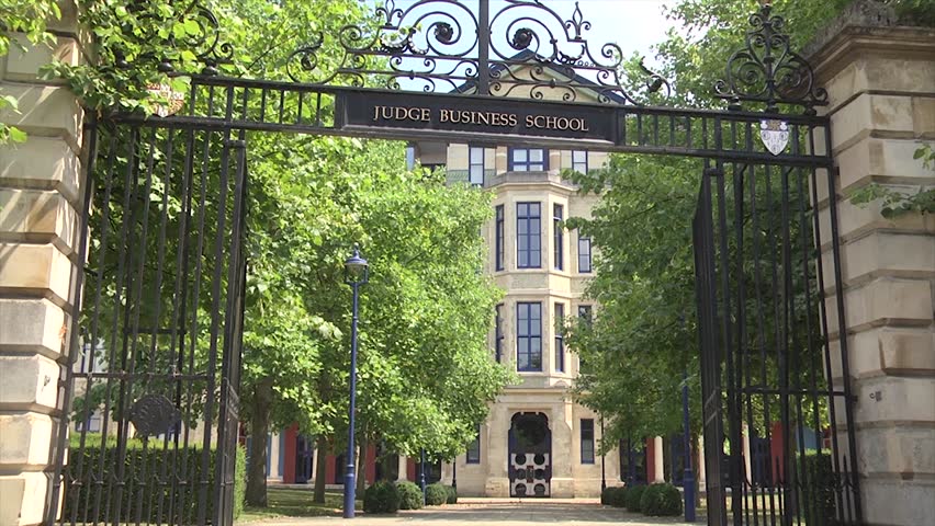 Judge Business School Gates on the old Addenbrookes Hospital site, Cambridge UK.