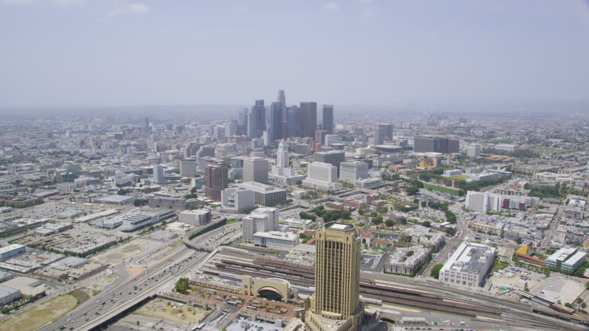 aerial zoom los angeles cityscape skyscrapers Stock Footage Video (100% ...