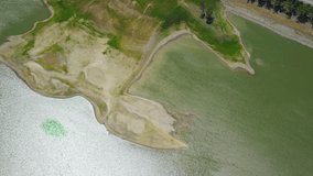 Aerial view of a reservoir in California.