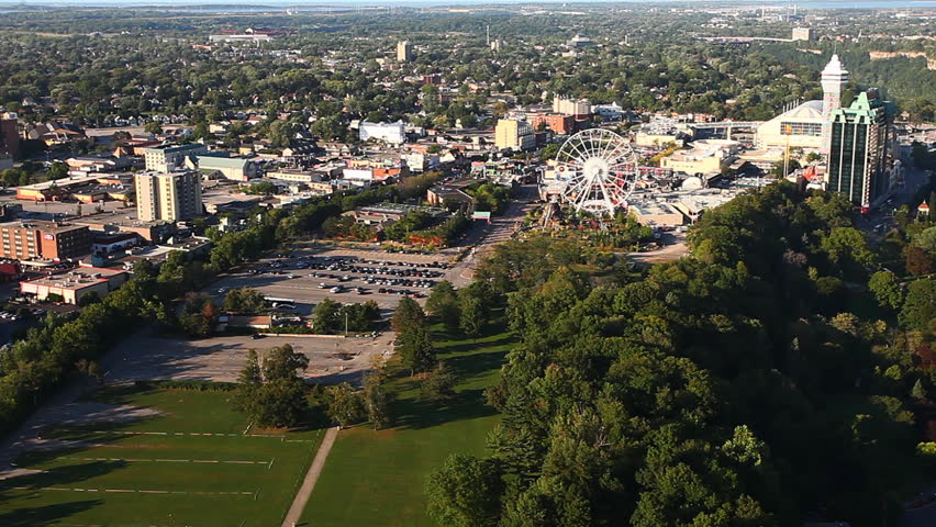 An aerial view of the town of Niagara Falls, Canada