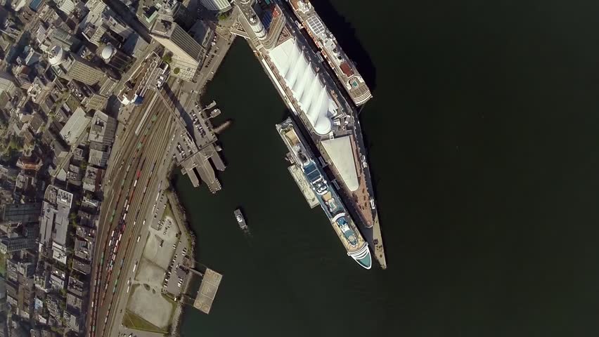 Aerial view of the cruise ship terminal Vancouver BC Canada