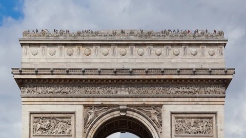 Arch of Triumph Etoile Paris, France, Traffic.One of the monuments of Paris, including Eiffel tower, Louvre, Montmartre, Montparnasse, Moulin Rouge, Versailles, Seine,  Pompidou Center, Notre Dame.